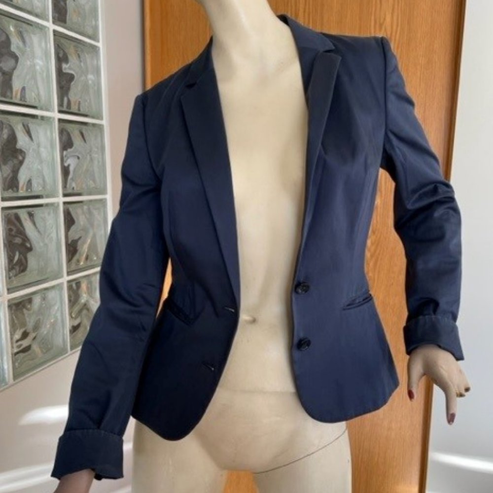 HUGO BOSS NAVY BLUE BLAZER Fitted, Cotton Blend, Size 4